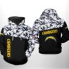 Los Angeles Chargers NFL Camo Veteran Team 3D All Over Print Zip up Hoodie Option 1