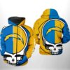Los Angeles Chargers NFL Grateful Dead 3D All Over Print Zip up Hoodie Option 1