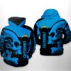 Los Angeles Chargers NFL Skull 3D All Over Print Zip up Hoodie Option 1
