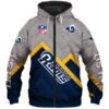 Los Angeles Rams NFL Rugby Team 3D All Over Print Zip up Hoodie Option 1