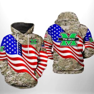 Marshall Thundering Herd NCAA US Flag Camo Veteran 3D All Over Print Hoodie Zip up Hoodie 1