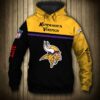 Mens Minnesota Vikings Hoodies 3D Skull Sweathsirt Long Sleeve Gifts for Fans 1