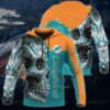 Miami Dolphins NFL Skull Tatoo Hoodie Unisex Hoodie 3D All Over Printed Hoodie Zip Up Hoodie 1