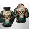 Miami Dolphins NFL Skull Team 3D All Over Print Zip up Hoodie Option 1