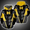 Michigan Wolverines Armor 3D All Over Print Zip Hoodie Gifts For NCAA Fans 1