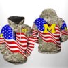 Michigan Wolverines US Flag Camo Veteran 3D All Over Print Zip Hoodie Gifts For NCAA Fans 1