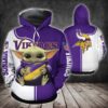 Minnesota Vikings Baby Yoda Nfl 3D All Over Print Zip Up Hoodie Option Minnesota Vikings Baby Yoda NFL 3D All Over Print Zip up Hoodie Option 1