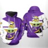 Minnesota Vikings NFL Baby Yoda Team 3D All Over Print Zip up Hoodie Option 1