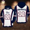 New England Patriots NFL Blue White 3D Printed Pull Over Zip Up Hoodie 1