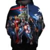 New England Patriots NFL Football Avengers Blue Black 3D All Over Print Zip up Hoodie Option 1