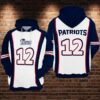 New England Patriots NFL Football Blue White 3D All Over Print Zip up Hoodie Option 1