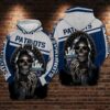 New England Patriots Nfl Football Skull 3D All Over Print Zip Up Hoodie Option New England Patriots NFL Football Skull 3D All Over Print Zip up Hoodie Option 1