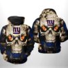 New York Giants NFL Skull Team 3D All Over Print Zip up Hoodie Option 1