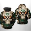 New York Jets NFL Skull Team 3D All Over Print Zip up Hoodie Option 1
