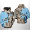 North Carolina Tar Heels NCAA Camo Veteran Hunting 3D All Over Print Hoodie Zip up Hoodie 1