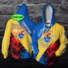 Personalized Custom Name Kansas Jayhawks Ncaa Skull 3D All Over Print Hoodie Zip up Hoodie 1
