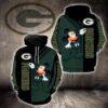 Personalized Green Bay Packers Mickey Mouse 3D Hoodie with Zipper NFL 3D All Over Print Hoodie Zip Hoodie 1