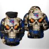 Personalized New York Rangers NHL Skull 3D All Over Print Zip up Hoodie Option 1