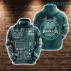 Philadelphia Eagles Hoodie 3D Field Football Helmet Sketch Philadelphia Eagles Gift 0