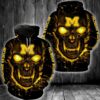 Skull Fire Eyes Michigan Wolverines 3D All Over Print Zip Hoodie Gifts For NCAA Fans 1