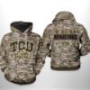 Tcu Horned Frogs NCAA Camo Veteran 3D All Over Print Hoodie Zip up Hoodie 1