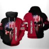 Temple Owls NCAA US Flag Skull 3D All Over Print Hoodie Zip up Hoodie 1