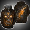 Tennessee Volunteers Skull Fire Eyes Art 3D All Over Print Zip Hoodie Gifts For NCAA Fans 1