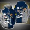 Tom And Jerry Michigan Wolverines Unisex 3D All Over Print Hoodie NCAA Zip Up Hoodie 1