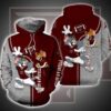 Tom and Jerry Play Football For Texas AM Aggies 3D All Over Print Zip Hoodie Gifts For NCAA Fans 1