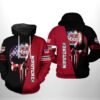 UMass Minutemen NCAA US Flag Skull 3D All Over Print Hoodie Zip up Hoodie 1